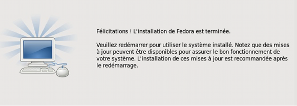 Fin de l'installation Linux